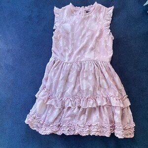 EUC Lulus Pink Ruffle Tier Mini Dress Sz L